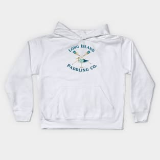 Long Island Paddling Co. Watercolor Paddles and Bird_Darker Lettering Kids Hoodie